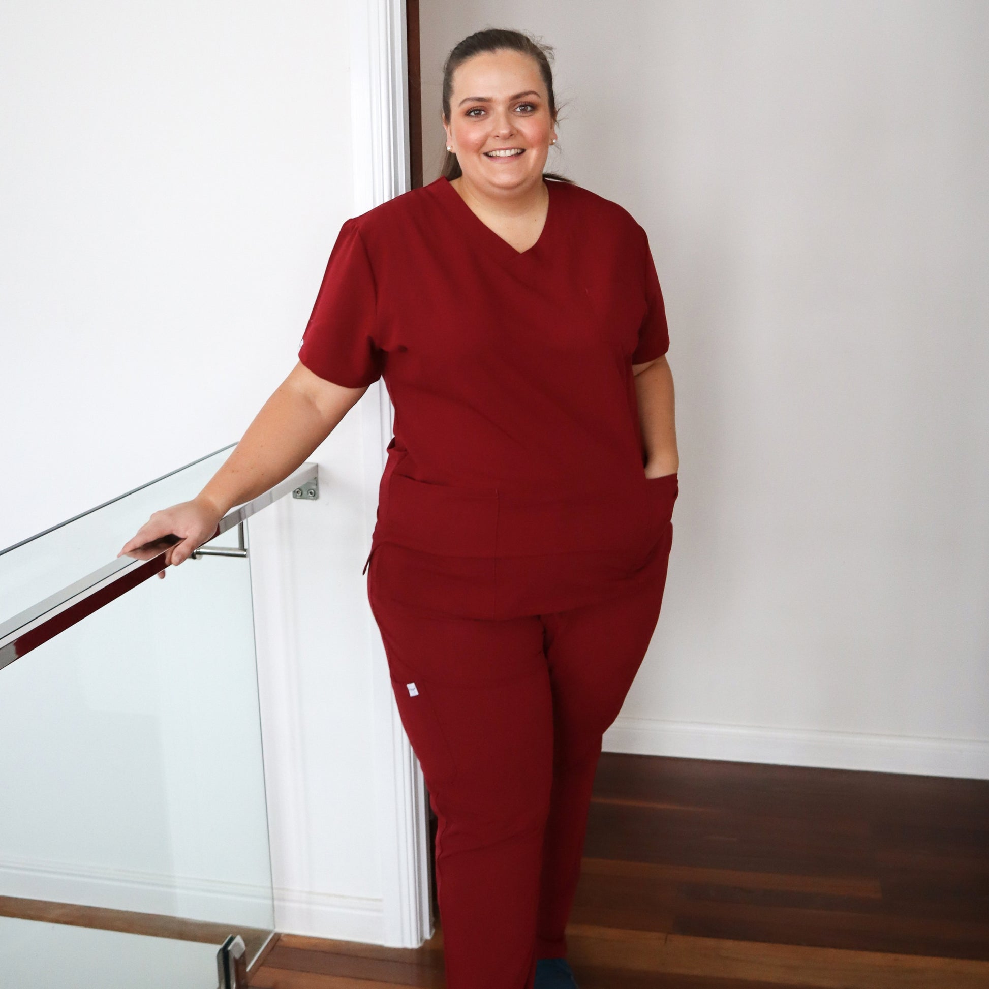 Plus Size Curve Burgundy Medical Scrubs_FitRightMedicalScrubs4