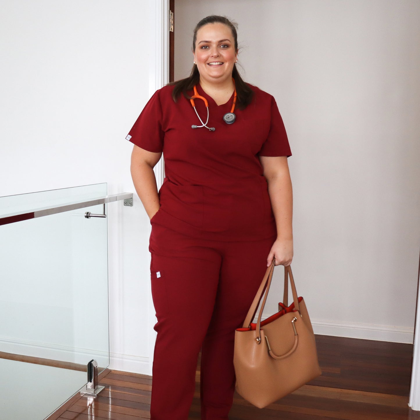 Plus Size Curve Burgundy Medical Scrubs_FitRightMedicalScrubs4