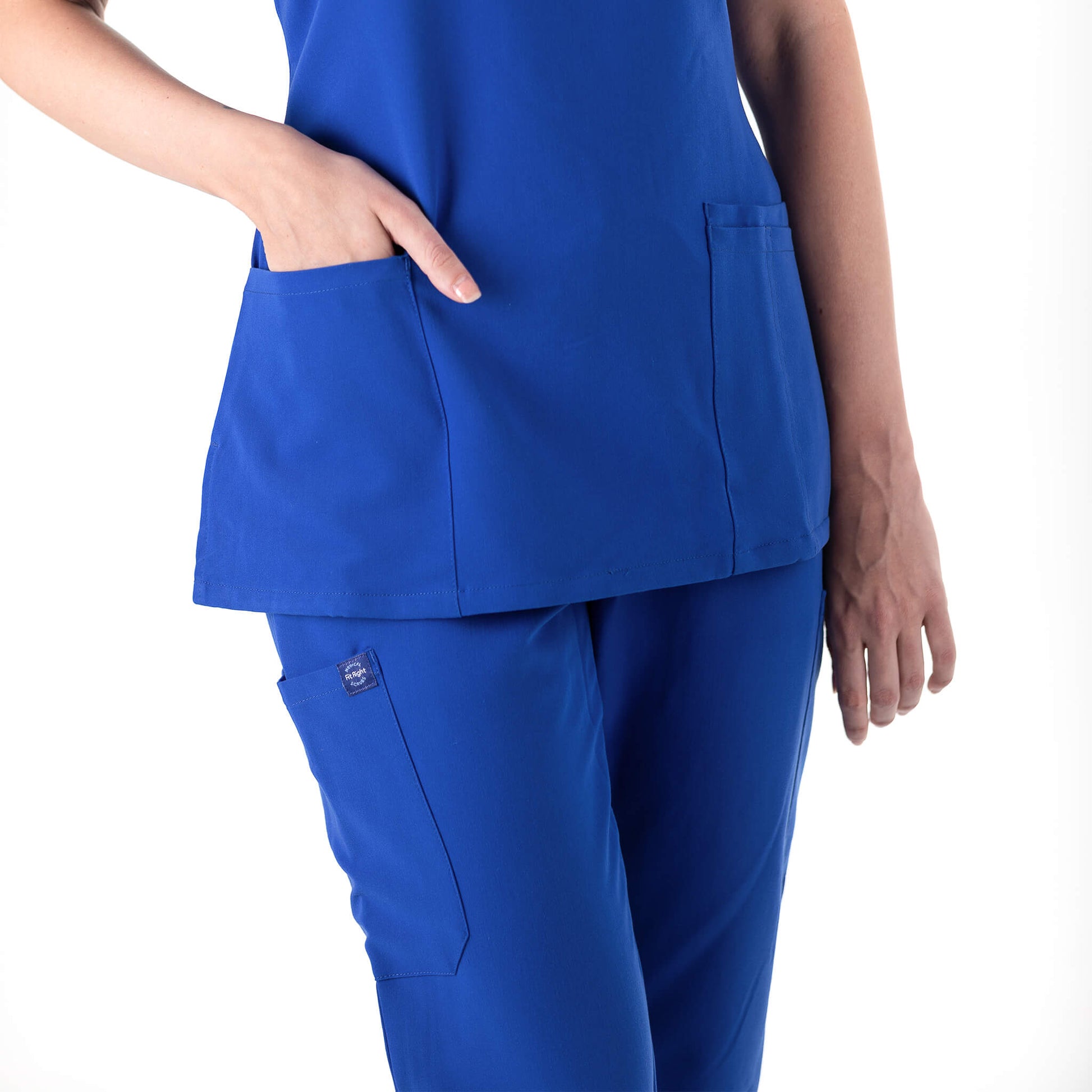 Nurse wearing Royal Blue Medical Scrub Set from Fit Right Medical Scrubs