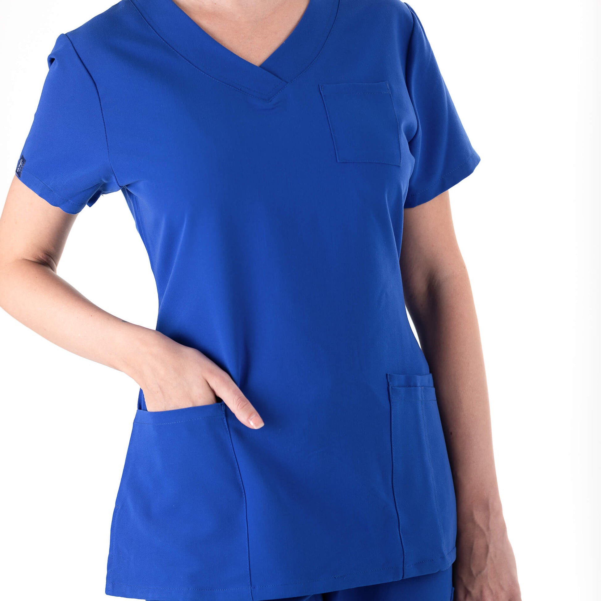 Nurse wearing Royal Blue Medical Scrub Set from Fit Right Medical Scrubs